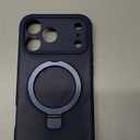 Compatible with iPhone 17 Pro Max Case Stand, Slim Liquid Silicone Phone Case Fit for iPhone 17 Pro Max Compatible with MagSafe Magnetic Ring Kickstand Case Full Camera Protection, Dark Blue