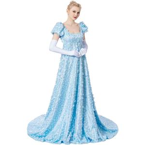 MyheroCos Daphne Regency Women's Blue Lace Dress XS