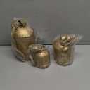 Decorative Cow Bells Set of 3 Large Harmony Bells - Vintage Giant Christmas Bells, Country Rustic Cowbell on Jute Rope XL Hanging Lucky Golden Bells (4"-6"-8")