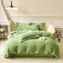 Luxlovery Sage Green Velvet Comforter Twin Set - Light Green Plush Fluffy Bedding with Green Flannel Blanket & Sherpa Micromink Quilt for Women & Men