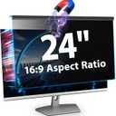 Magnetic Computer Privacy Screen 24 Inch, Aesthetic 9H Hardness Hanging Privacy Screen for Computer Monitor with Anti-Blue Light Coating, Removable Magnetic Monitor Privacy Screen