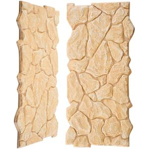 2 Pack Faux Fireplace Stone Wall Veneer Panels 47.24" x 22.04" x 1.57'' Fireproof B1 Rated PU Artificial 3D Veneer Panels for Interior/Exterior Use - Realistic Stone Look(Solid Color)
