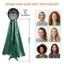 Wrap Cap Hair Net And Scarf, 2 In 1 Heatless Silk Press Wrap, Adjustable Silk Shower Cap For Sleeping, Hair Wraps Net For Women Black Hair Care, Wraps Cap Bonnet Attached,Durag (green)