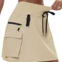 Women's Hiking Cargo Skort Skirt High Waisted Golf Dressy Casual with Zipper Pockets Workout Sport Quick Dry Skirts (Medium, Khaki)