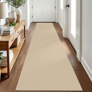 EARTHALL Washable Runner Rug 2x8 Ft Non Slip Runners for Hallways Cotton Rubber Backed Kitchen Runner Braided Indoor Floor Carpet Runners for Entryway, Hallway, Kitchen, Bedroom, Golden Beige/White