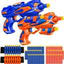 2 Pack Blaster Guns Boys Toy-with 60 Soft Foam Darts Bullets& 2 Wrist Bands-Kids Hand Gun Toys Gifts Party Supplies for 3,4,5,6,7,8,9 Years Kids