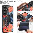 ZIYE Magnetic Case for Samsung Galaxy S24 FE 6.7 Inch [Compatible with MagSafe] Hard PC and Soft TPU Case with Orange Floral Flowers Anti-Scratch Shockproof Protection Phone Cover for Women
