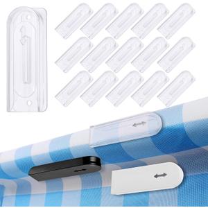 Tablecloth Clips,Transparent Table Cloth Holder Clips,Self-Adhesive Windproof Table Cover Clamps for Outdoor Picnic Folding Tables,Indoor,Camping,Weddings,Family Gatherings,Graduation Parties(16PCS)