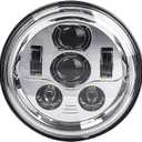 7 Inch LED Motorcycle Headlight Compatible with Harley Davidson Street Glide Road King Electra Glide Fat Boy Heritage Softail Deluxe Ultra Limited Classic Switchback Projector LED Headlamp (Chrome)