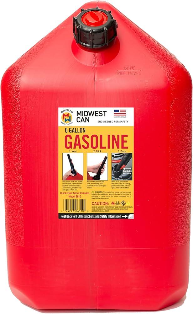 Midwest Can 6610 Quick Flow Spout Auto Shut Off Gasoline Can