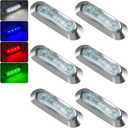 PSEQT 6Pcs 4LED RGBW Boat Courtesy Lights, 4-color 3.8'' Oval Waterproof Marine Interior Deck Transom Stern Navigation Lights for Pontoon Fishing Boat Bass Sailboat Kayak Yacht