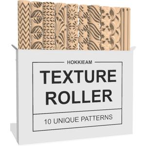 Hokkieam Clay Texture Rollers | 10-Pack Polymer Clay Texture Roller Set for Pottery & Crafting