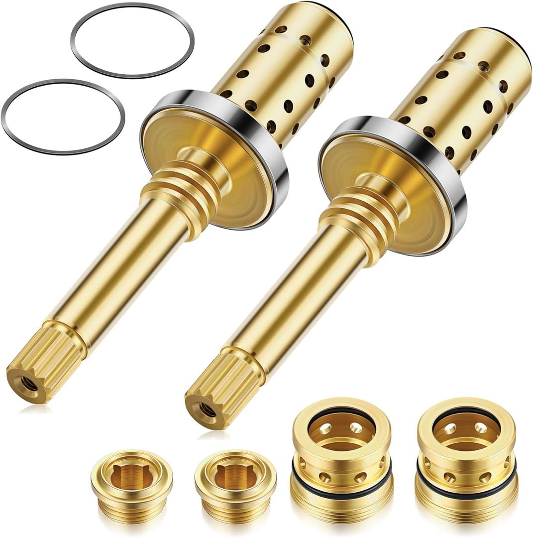 Dreyoo 2 Set Valve Rebuild Kit Replacement Compatible with Symmons Temptrol Valve, TA-10 Spindle Assembly, TA-4 Hot and Cold Seats, T-11 Washer, Fix Tub/Shower Valve Leak, Solid Brass