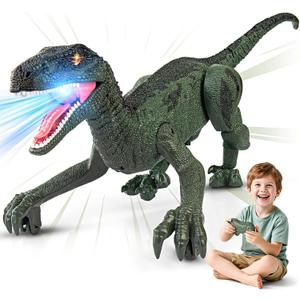 Rcfunkid Dinosaur Toys for Kids, 2.4GHz Remote Control Dinosaur with Walking, Realistic Sounds, Demo Mode, Rechargeable Jurassic Toys for 3-5, 5-7, 8-12, Birthdays, Parties, Christmas, Childrens Day (Green)