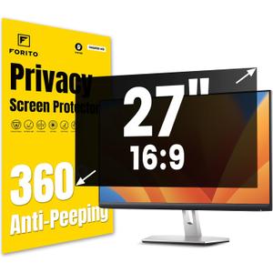 F FORITO 27 Inch 16:9 360Privacy Screen Protector for Computer Monitor, Removable Eye Protection Anti Blue Light Anti Glare Computer Screen Privacy Shield for All 27" Widescreen Monitors