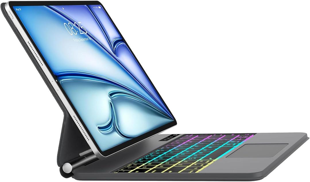 D DINGRICH Keyboard Case for iPad Pro 12.9 inch (3/4/5/6th Gen) & iPad Air 13 Inch (M3/M2) Magic Keyboard, Easy-Set Floating Cantilever Stand, Precision Multi-Touch Trackpad,Black