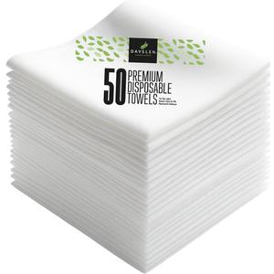 DAVELEN Disposable Large Luxury Towels (50-Count) Spa and Salon Quality Softness for Guests, Clients | Hair, Face, Body Use | Luxurious Comfort, Ecofriendly (050, 32x16 inches)
