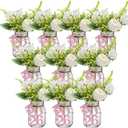 Knitgrip 10 Sets 2026 Graduation Table Centerpieces Party Decoration Mason Jars with Glitter Cutouts Tags Artificial Flowers and Jute Rope Double Side 2026 Graduation Cutouts for Grad Decors (Pink)