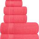 Elvana Home Ultra Soft 6 Pack Cotton Towel Set, Contains 2 Bath Towels 28x55 inch, 2 Hand Towels 16x24 inch & 2 Wash Coths 12x12 inch, Ideal for Everyday use, Compact & Lightweight - Coral Orange