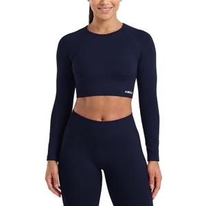 AUROLA Serpent Snake Long Sleeve Shirts for Women, Seamless Workout Crop Tops Crew Neck Cropped T Shirt Athletic Yoga Medium
