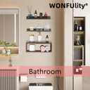 WONFUlity Bathroom Shelves Floating with Over Toilet Paper Holder, Farmhouse Wood Shelves for Living Room, Bedroom, Kitchen, Wall Decor (4 Natural) (set of 4, Light Brown)