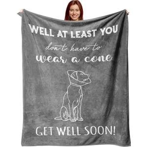 Get Well Gifts for Men, Get Well Gifts for Men After Surgery, Feel Better Gifts for Men Women, Get Well Soon Gifts for Men, Surgery Recovery Gifts for Men Women Gray Labrador Blanket 60" x 50"