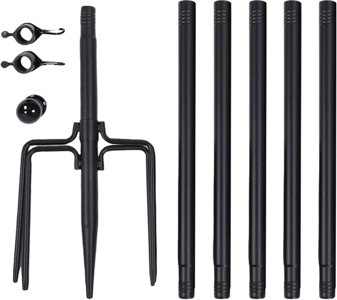 Garden Flag Pole 10ft Telescopic Kit Heavy Duty 5 Claw Base Flag Pole with 6 Sections 3 Mounting Accessories