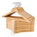 Edergoo Wooden Hangers 30 Pack, Smooth Wood Hangers with 360 Swivel Hook & Notches, Natural Solid Coat Hangers Wooden for Closet