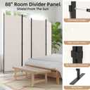 Room Divider 4 Panel Partition Room Dividers & Folding Privacy Screens w/ 3 Metal Feet,88" W Portable Wall Doubles as a Dressing Screen Wall Divider for Office Bedroom Children's Room,White