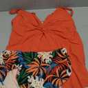 SUUKSESS Women's Tummy Control Tankini Swimsuit Push Up Knot Front Bathing Suit (Large, Coral Pink Leaf)