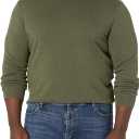 Amazon Essentials Men's Long-Sleeve Crewneck Sweater, 100% Cotton, Big & Tall Options (Large, Olive Heather)