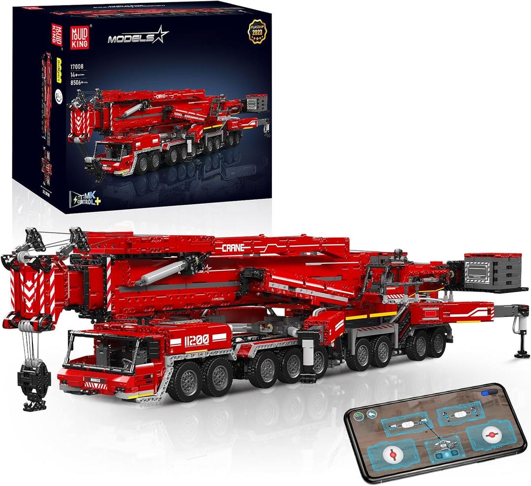 Mould King 17008 Technology Crane Building Set, Large Heavy Duty Crane Truck Building Kits with 20 Motors, APP Programmable Construction Vehicle Model Kit for Adult(8506+ PCS)