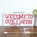 Welcome to Our Coven Red Neon Sign Witchy Room Decor Gothic Aesthetic Light Mystical Gift USB Powered with Dimmer for Bedroom Home Party Wall Decor, 16.92 x 7.29 inches