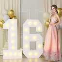 4FT 16 Marquee Numbers, Big 16 Light Up Numbers for 16th Birthday Decorations Warm Light Sweet 16 Party Decorations for Anniversary Party Decor