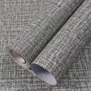 WADILE Grasscloth Peel and Stick Wallpaper 15.7in x 78.7in, Textured Contact Paper for Cabinets, Faux Linen Wall Paper Pull and Stick, Fabric Vinyl Wallpaper Self Adhesive Dark Gray