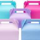 UnicoPak 10 Pack Pastel Party Favor Bag Boxes, Gable Gift Boxes with Handles for Candies Treats Goodies Cookies, Ideal for Theme Birthday Party, Classroom Events, Valentine's Day, 6.5x3.5x3.5 Inches