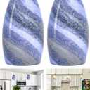 GO&SO Ocean-Blue Gradient Glass Art Lamp Shade -2 Pack Hand-Blown Fluid Flow Texture Pendant Light Shades Replacement,7.8"H Oval Fixture,1.57" Fitter,E26 Base,for Hanging Light Fixtures Kitchen Island