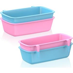 Pawfly 4 Pcs Cage Cups Hanging Plastic Bird Cage Feeders with Hooks 10 oz Rabbit Feeders for Cages Rabbit Food Bowls Waterers Bunny Cage Feeding Dishes for Small Pets Parrots Hamsters Guinea Pigs