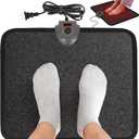 Heated Floor Mat Under Desk for Foot Warmer - Wider 110V Adjustable Temperature Electric Space Heaters Heating Pad - Carbon Crystal & Energy Saving Feet Warmers for Office,Home (Black Gray)