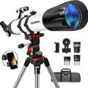 Telescope, 90mm Aperture 800mm Telescope for Adults High Powered, Portable Professional Astronomy Refractor Telescopes for Beginners, with Stainless Steel Tripod & Phone Adapter, Carry Bag