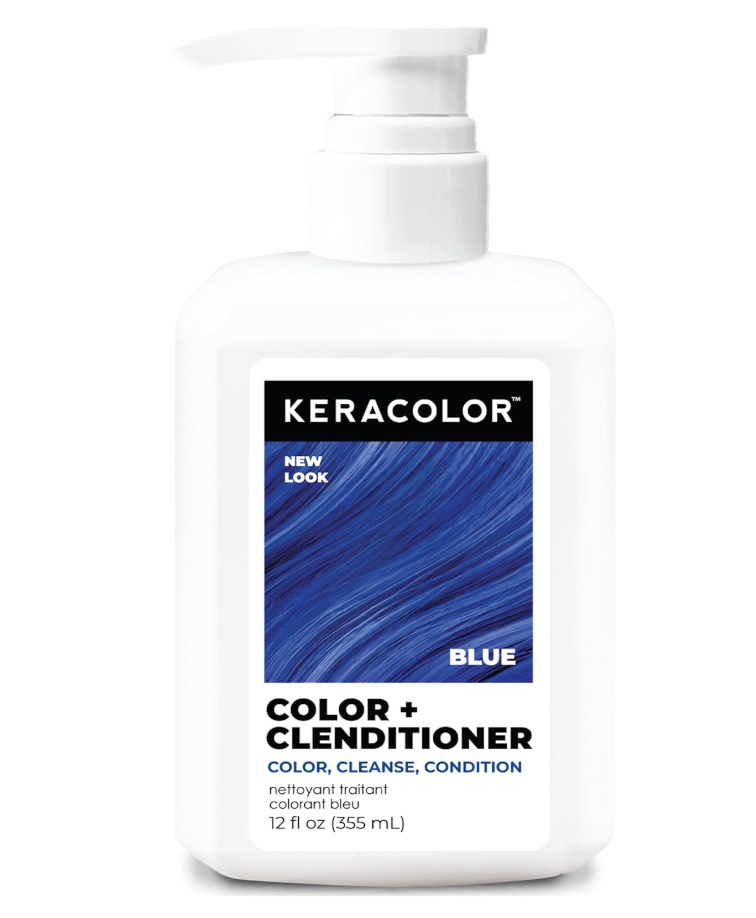 Keracolor Clenditioner BLUE Hair Dye  Semi Permanent Hair Color Depositing Conditioner, Crueltyfree, 12 Fl. Oz.