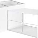 GO&SO Large White Rectangle Lamp Shades Set of 2, 816"10 IN (Spider) Texture Linen Lamp Shade for Table Lamps and Floor Lamps Replac, Modern Rectangular Lampshades for Living Room, Assembly Required