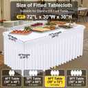 Smiry Spandex Tablecloth, Elastic Fitted Stretch Tablecloth for 6FT Rectangle Tables, Waterproof Washable Table Cover Skirt for Outdoor, Wedding, Banquet & Parties (White, 72Lx30Wx30H Inch)