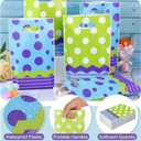9 x HIYZI 50 PCS Monster Party Favor Bags Cartoon Birthday Goodie Bag Green Purple Plastic Gift Bags for Boys Girls Baby Shower Birthday Decoration Supplies
