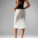 Milumia Women's Polka Dots Sheer Skirts Bow Front Low Waist Lettuce Hem Midi Skirt (White, S)