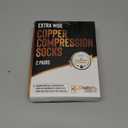 Doctor's Select Copper Plus Size Compression Socks Wide Calf - 2 Pairs | 20-30mmHg Extra Wide Calf Compression Sock Women | Copper Compression Socks Men & Women | Extra Wide Calf Compression Sock for Swelling & Circulation Support | Black & Gray