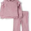 The Children's Place baby-girls And Toddler Velour Ribbed Sweatshirt and Sweatpant, 2 Piece Outfit (5T)