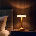 Riakrum 2 Pcs LED Portable Cordless Table Lamp with Touch Sensor 3 Color Stepless Dimming Rechargeable Battery up to 15 Hours Cordless Table Light Wireless Lamp for Nursery (Gold,Modern)