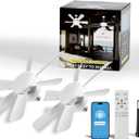 Socket Fan LED Ceiling Lights,18inch APP Control E26 Fans Bulb with Remote & Dimmable LED Ceiling Fan Lights,3Color 3000K-6500K,1800LM Fan Light Bulb Screw in Ceiling (White-2Pack)