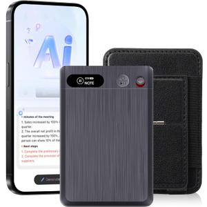 AI Voice Recorder, App Control, Transcribe, Summary and Mind Map, 64GB for Lectures, Meetings, Interviews, Creative Work and Calls with Case (Gunmetal)